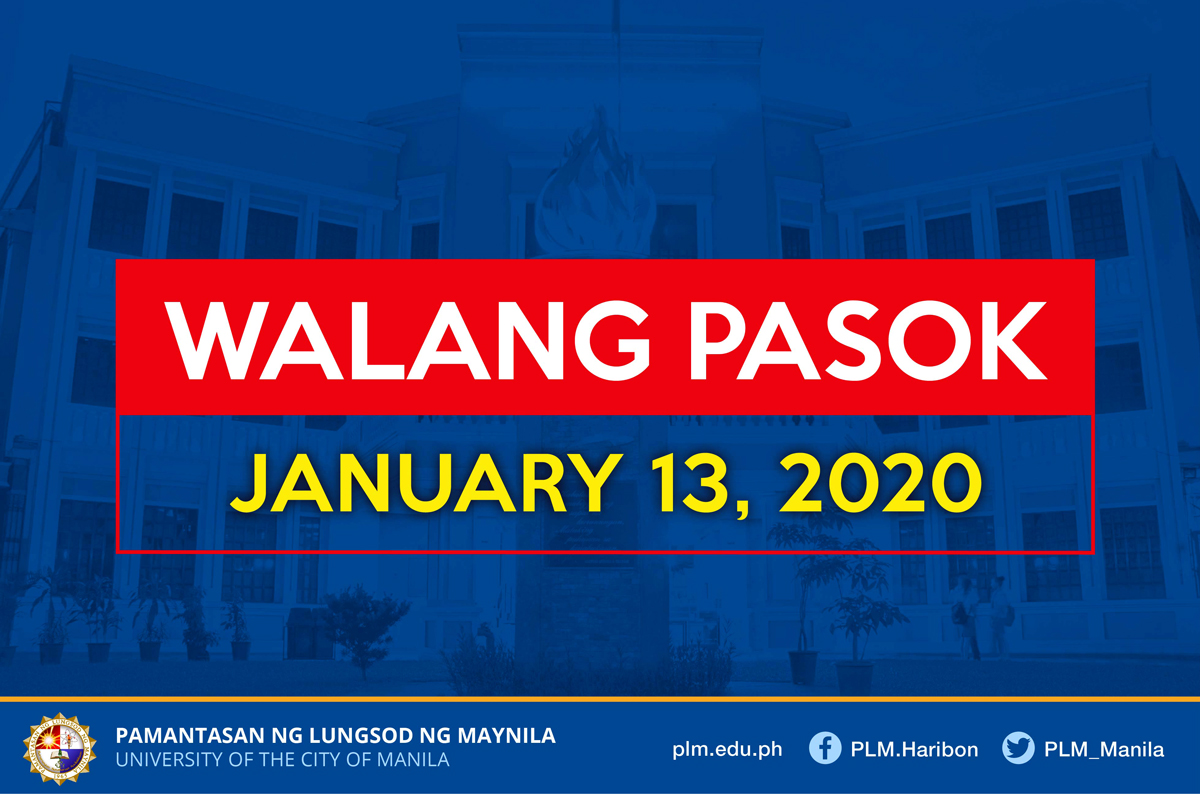 No work, classes on January 13, 2020