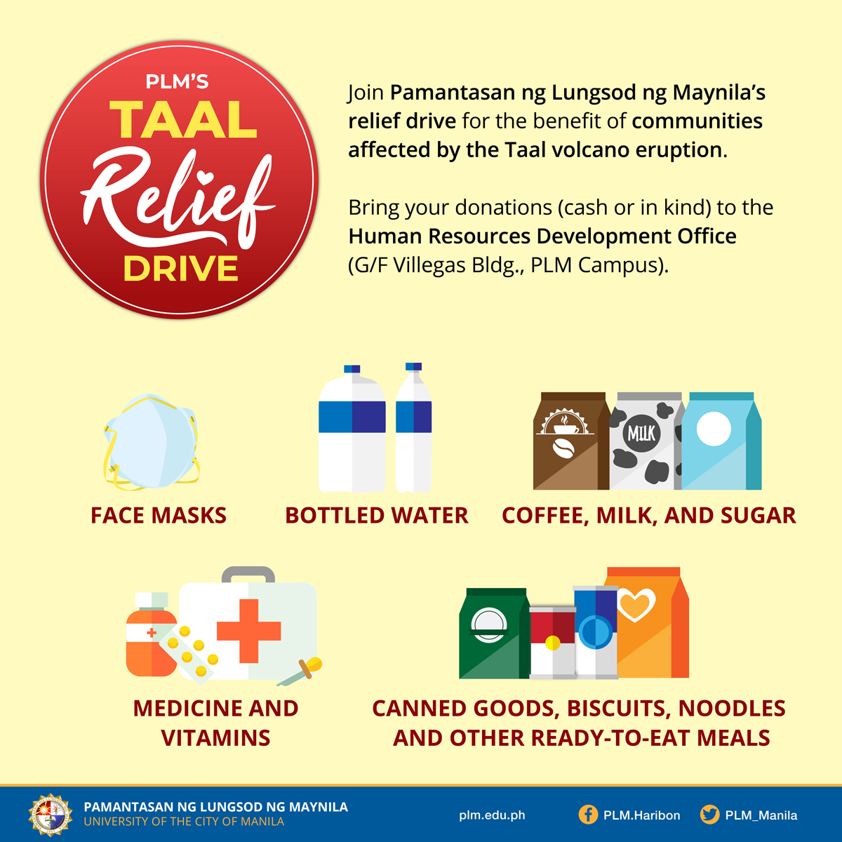 PLM's Taal relief drive