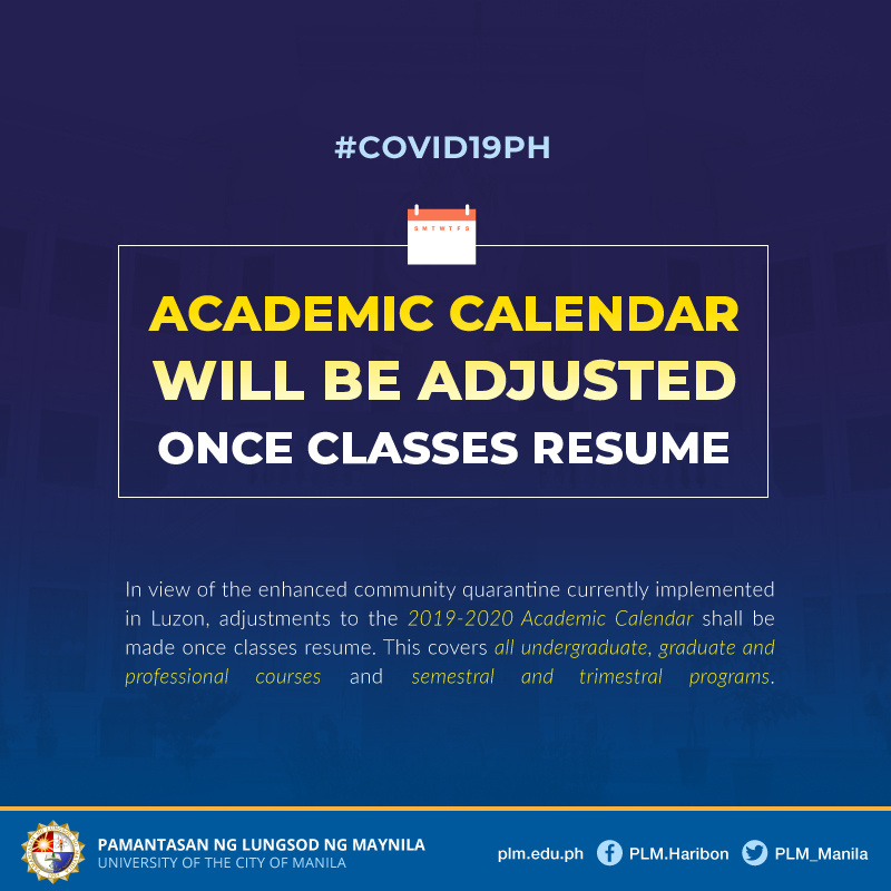PLM adjusts 2019-2020 Academic Calendar due to COVID-19