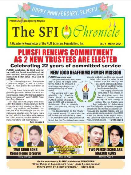 SFI Chronicle newsletter - March 2021 issue