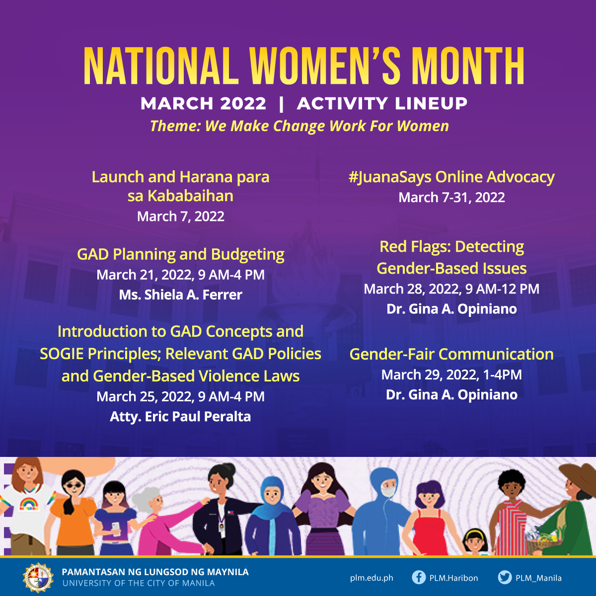 PLM bares National Women's Month celebration lineup