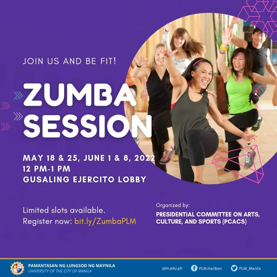 Join Zumba session on May 18 & 25, June 1 & 8