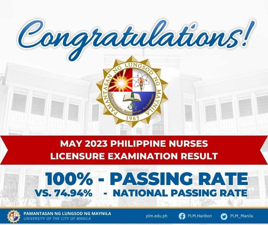 PLM achieves 100% passing rate, 15 graduates among topnotchers in nursing board exam